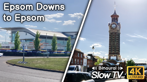 A Summer Afternoon Walk from Epsom Downs to Epsom Town Centre (with Binaural Audio) - Slow TV