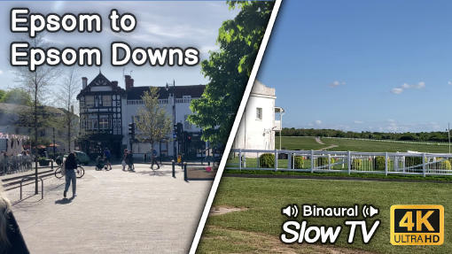 A Summer Afternoon Walk from Epsom Town Centre to Epsom Downs - Slow TV